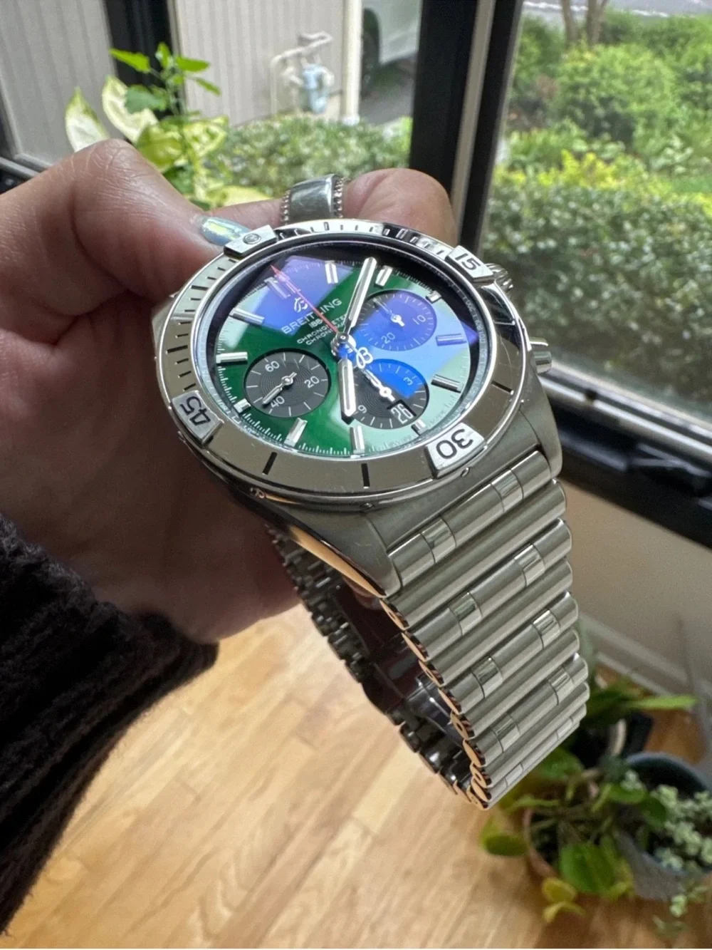 Breitling Stainless Steel Chronograph with Green Dial